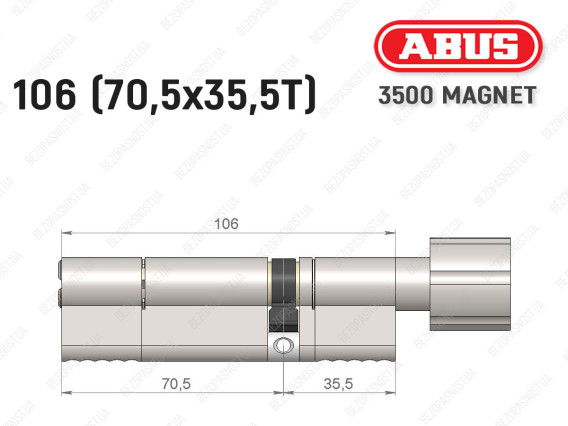 Циліндр ABUS BRAVUS MAGNET 3500 MX, з тумблером, 105 мм (70х35T)