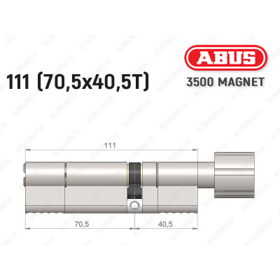 Циліндр ABUS BRAVUS MAGNET 3500 MX, з тумблером, 110 мм (70х40T)
