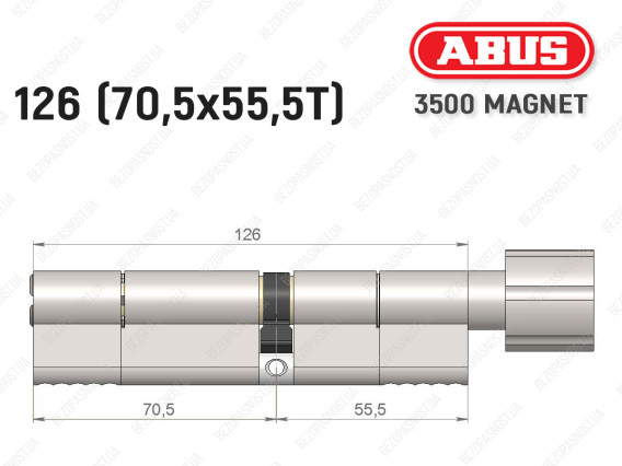 Циліндр ABUS BRAVUS MAGNET 3500 MX, з тумблером, 125 мм (70х55T)