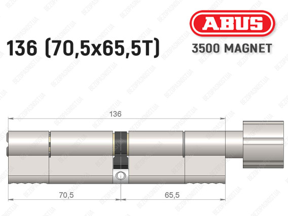 Цилиндр ABUS BRAVUS MAGNET 3500 MX, с тумблером, 135 мм (70х65T)