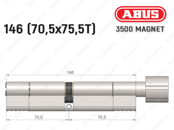 Цилиндр ABUS BRAVUS MAGNET 3500 MX, с тумблером, 145 мм (70х75T)