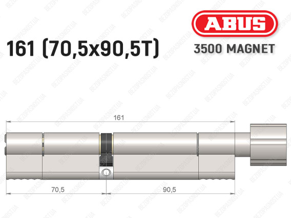 Циліндр ABUS BRAVUS MAGNET 3500 MX, з тумблером, 160 мм (70х90T)
