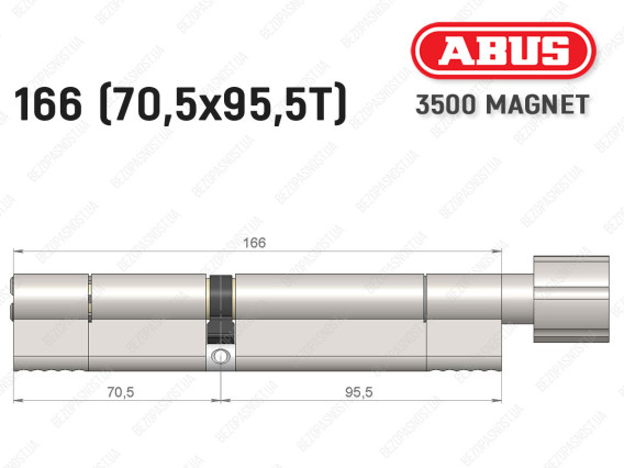 Цилиндр ABUS BRAVUS MAGNET 3500 MX, с тумблером, 165 мм (70х95T)
