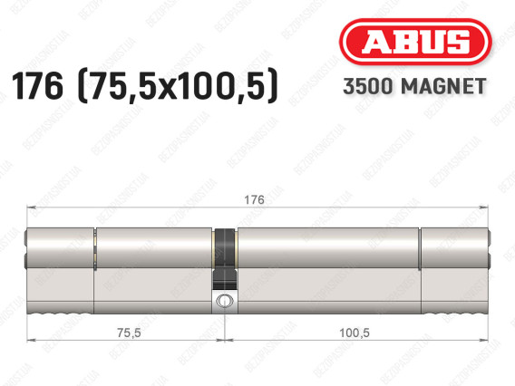 Циліндр ABUS BRAVUS MAGNET 3500 MX, ключ-ключ, 175 мм (75х100)