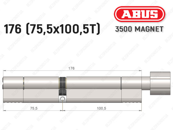 Циліндр ABUS BRAVUS MAGNET 3500 MX, з тумблером, 175 мм (75х100T)
