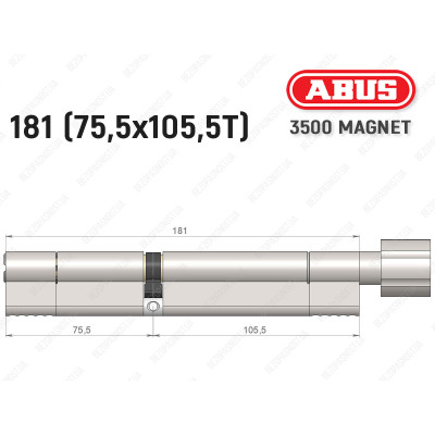 Цилиндр ABUS BRAVUS MAGNET 3500 MX, с тумблером, 180 мм (75х105T)