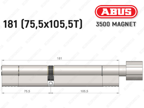 Цилиндр ABUS BRAVUS MAGNET 3500 MX, с тумблером, 180 мм (75х105T)