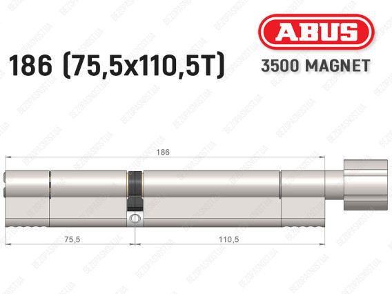 Цилиндр ABUS BRAVUS MAGNET 3500 MX, с тумблером, 185 мм (75х110T)