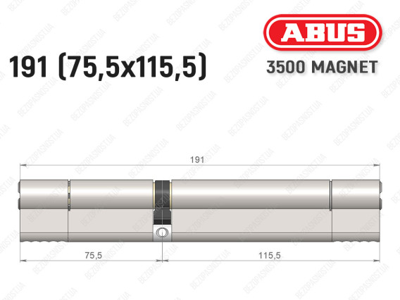 Циліндр ABUS BRAVUS MAGNET 3500 MX, ключ-ключ, 190 мм (75х115)