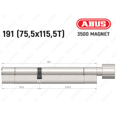 Циліндр ABUS BRAVUS MAGNET 3500 MX, з тумблером, 190 мм (75х115T)