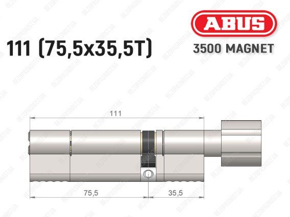Цилиндр ABUS BRAVUS MAGNET 3500 MX, с тумблером, 110 мм (75х35T)