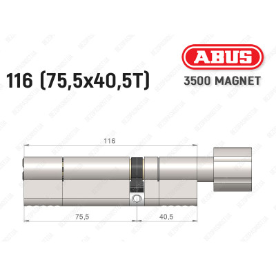 Цилиндр ABUS BRAVUS MAGNET 3500 MX, с тумблером, 115 мм (75х40T) Цилиндр ABUS BRAVUS MAGNET 3500 MX, с тумблером, 115 мм (75х40T)