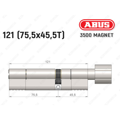Циліндр ABUS BRAVUS MAGNET 3500 MX, з тумблером, 120 мм (75х45T)
