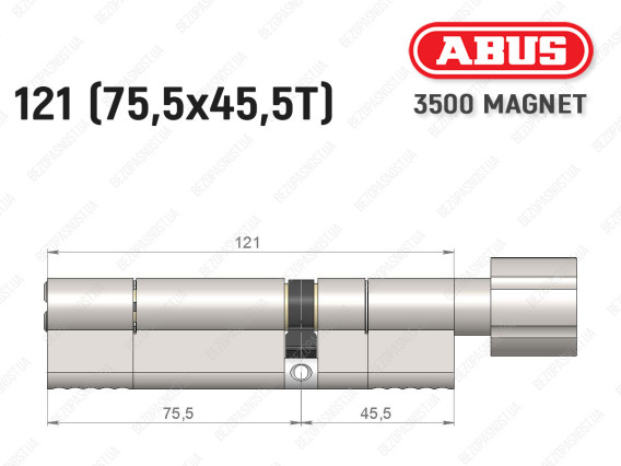 Циліндр ABUS BRAVUS MAGNET 3500 MX, з тумблером, 120 мм (75х45T)