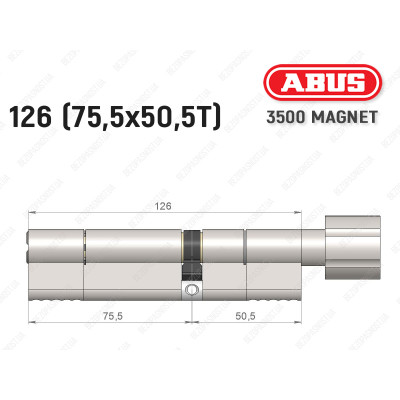Циліндр ABUS BRAVUS MAGNET 3500 MX, з тумблером, 125 мм (75х50T)