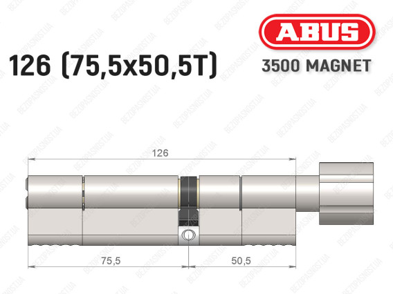 Циліндр ABUS BRAVUS MAGNET 3500 MX, з тумблером, 125 мм (75х50T)