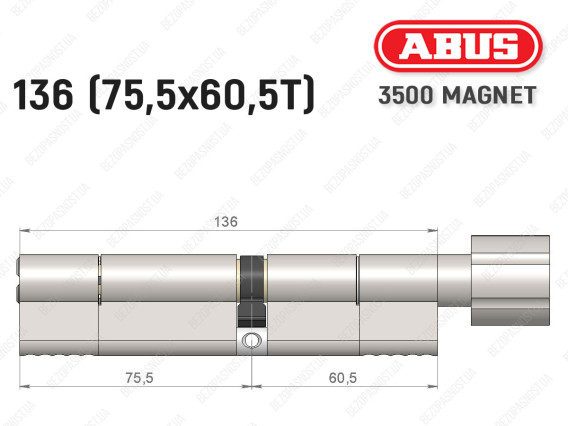 Циліндр ABUS BRAVUS MAGNET 3500 MX, з тумблером, 135 мм (75х60T)