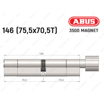 Циліндр ABUS BRAVUS MAGNET 3500 MX, з тумблером, 145 мм (75х70T)