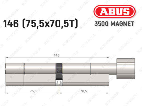 Циліндр ABUS BRAVUS MAGNET 3500 MX, з тумблером, 145 мм (75х70T)