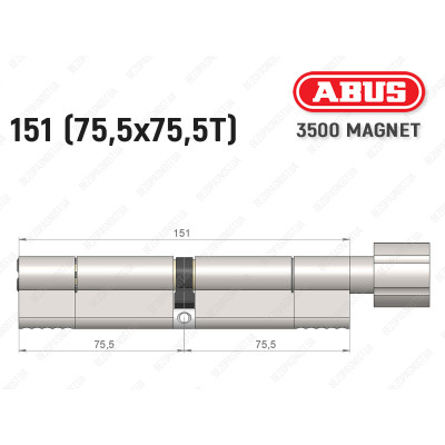 Циліндр ABUS BRAVUS MAGNET 3500 MX, з тумблером, 150 мм (75х75T)