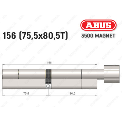 Цилиндр ABUS BRAVUS MAGNET 3500 MX, с тумблером, 155 мм (75х80T)