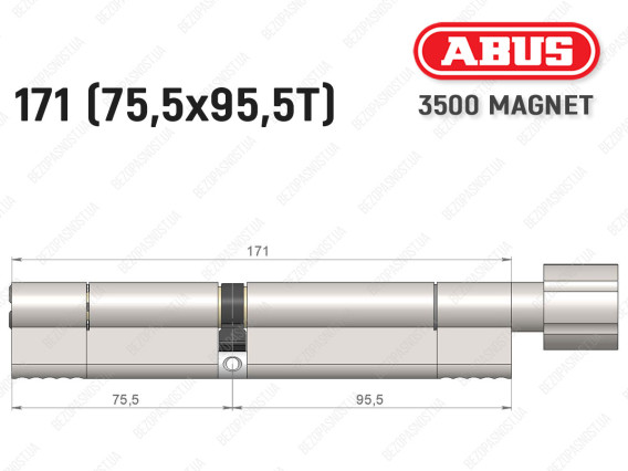 Цилиндр ABUS BRAVUS MAGNET 3500 MX, с тумблером, 170 мм (75х95T)