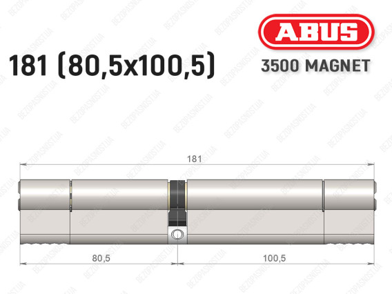 Циліндр ABUS BRAVUS MAGNET 3500 MX, ключ-ключ, 180 мм (80х100)