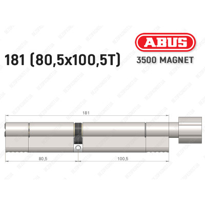 Цилиндр ABUS BRAVUS MAGNET 3500 MX, с тумблером, 180 мм (80х100T)