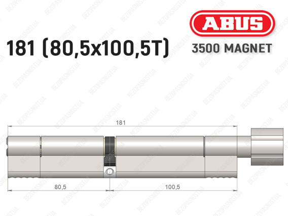 Цилиндр ABUS BRAVUS MAGNET 3500 MX, с тумблером, 180 мм (80х100T)