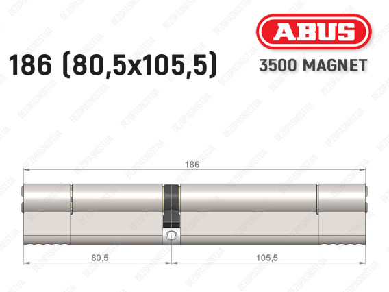 Циліндр ABUS BRAVUS MAGNET 3500 MX, ключ-ключ, 185 мм (80х105)