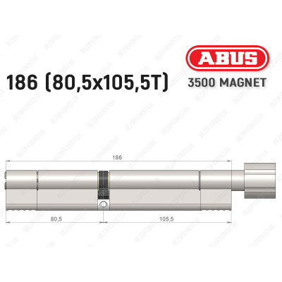 Циліндр ABUS BRAVUS MAGNET 3500 MX, з тумблером, 185 мм (80х105T)