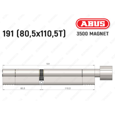 Циліндр ABUS BRAVUS MAGNET 3500 MX, з тумблером, 190 мм (80х110T)
