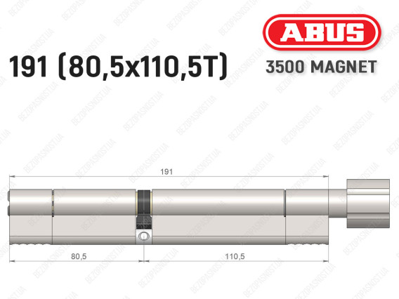 Цилиндр ABUS BRAVUS MAGNET 3500 MX, с тумблером, 190 мм (80х110T)