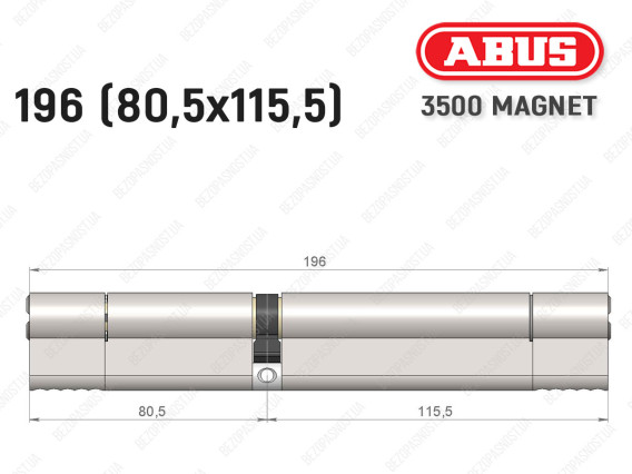 Циліндр ABUS BRAVUS MAGNET 3500 MX, ключ-ключ, 195 мм (80х115)