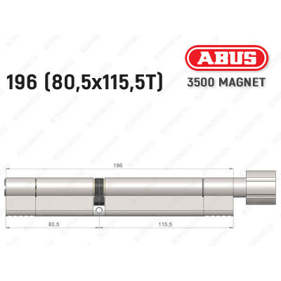 Циліндр ABUS BRAVUS MAGNET 3500 MX, з тумблером, 195 мм (80х115T)