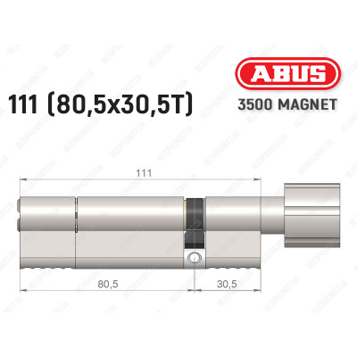 Циліндр ABUS BRAVUS MAGNET 3500 MX, з тумблером, 110 мм (80х30T)