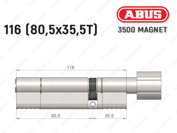 Цилиндр ABUS BRAVUS MAGNET 3500 MX, с тумблером, 115 мм (80х35T)