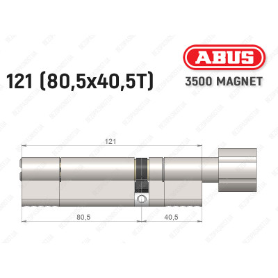 Циліндр ABUS BRAVUS MAGNET 3500 MX, з тумблером, 120 мм (80х40T)