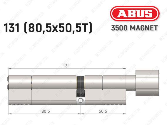 Цилиндр ABUS BRAVUS MAGNET 3500 MX, с тумблером, 130 мм (80х50T)