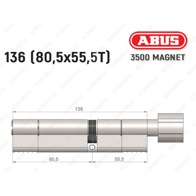 Циліндр ABUS BRAVUS MAGNET 3500 MX, з тумблером, 135 мм (80х55T)