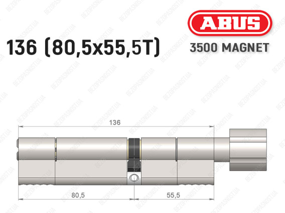 Цилиндр ABUS BRAVUS MAGNET 3500 MX, с тумблером, 135 мм (80х55T)