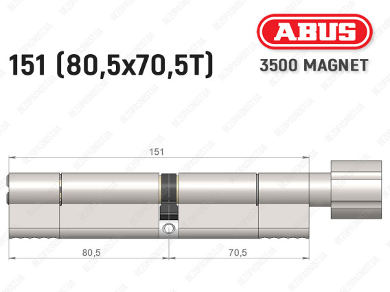 Цилиндр ABUS BRAVUS MAGNET 3500 MX, с тумблером, 150 мм (80х70T)