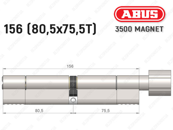 Циліндр ABUS BRAVUS MAGNET 3500 MX, з тумблером, 155 мм (80х75T)