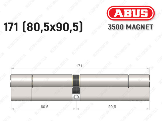 Циліндр ABUS BRAVUS MAGNET 3500 MX, ключ-ключ, 170 мм (80х90)