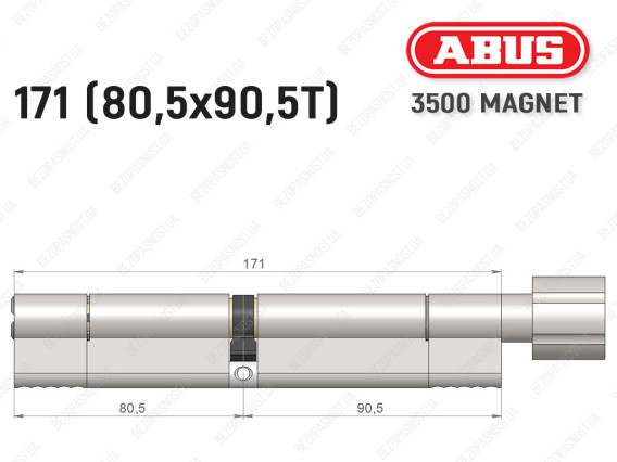 Цилиндр ABUS BRAVUS MAGNET 3500 MX, с тумблером, 170 мм (80х90T)
