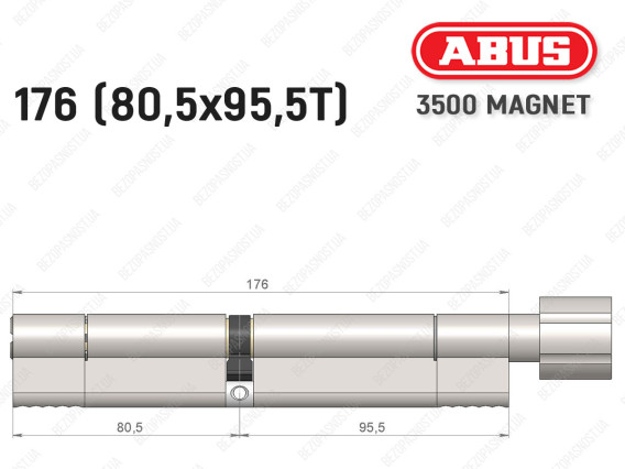 Циліндр ABUS BRAVUS MAGNET 3500 MX, з тумблером, 175 мм (80х95T)