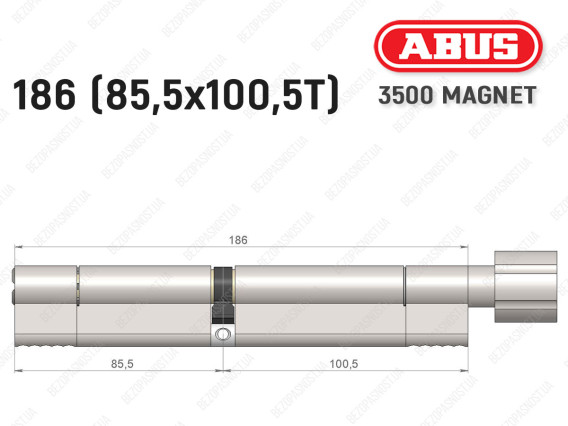 Цилиндр ABUS BRAVUS MAGNET 3500 MX, с тумблером, 185 мм (85х100T)