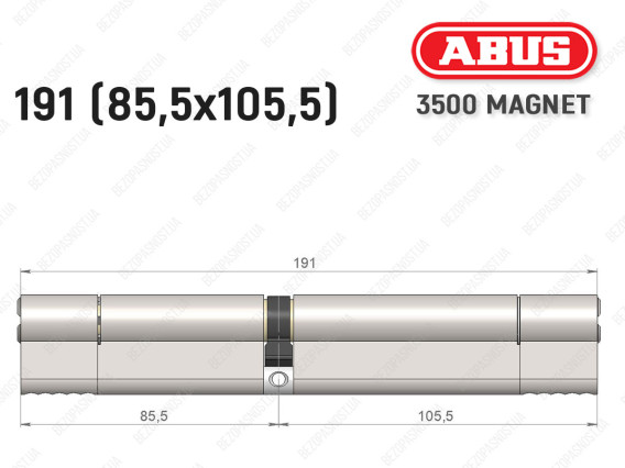 Циліндр ABUS BRAVUS MAGNET 3500 MX, ключ-ключ, 190 мм (85х105)