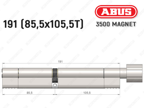 Цилиндр ABUS BRAVUS MAGNET 3500 MX, с тумблером, 190 мм (85х105T)