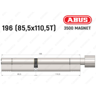 Циліндр ABUS BRAVUS MAGNET 3500 MX, з тумблером, 195 мм (85х110T)